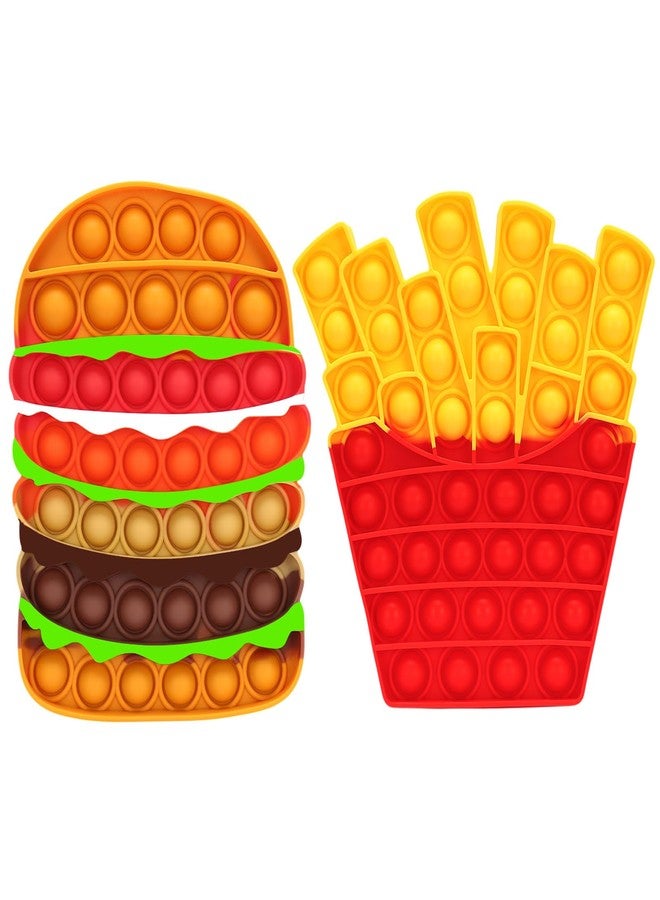 DEARIDAP 2 PCS Food Fidget Toys for Kids, French Fries Hamburger Bubble Sensory Toy, Silicone Push Bubble Toys, Anxiety Stress Relief Tools for Toddlers Adults School Classroom Party Favors - Image 1